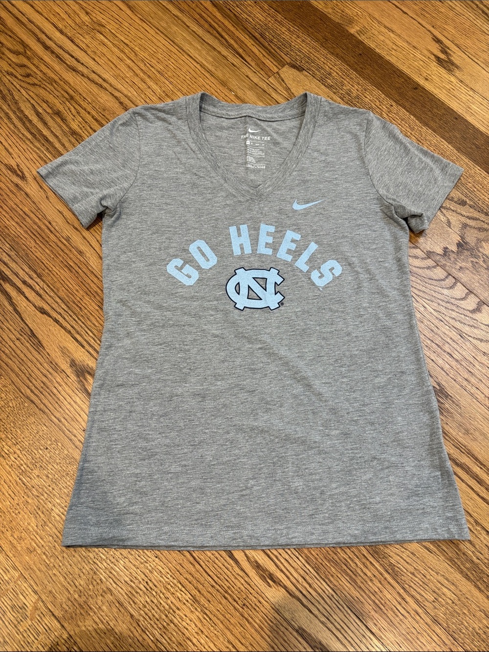 Nike Gray V-Neck Tee Go Heels with University of North Carolina UNC Logo
